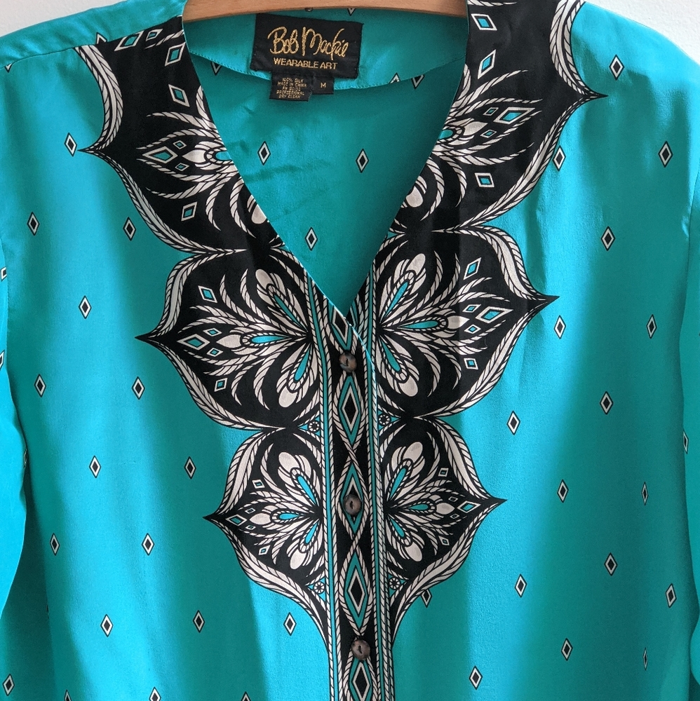 Vintage 100% silk blouse - Picture 2 of 9